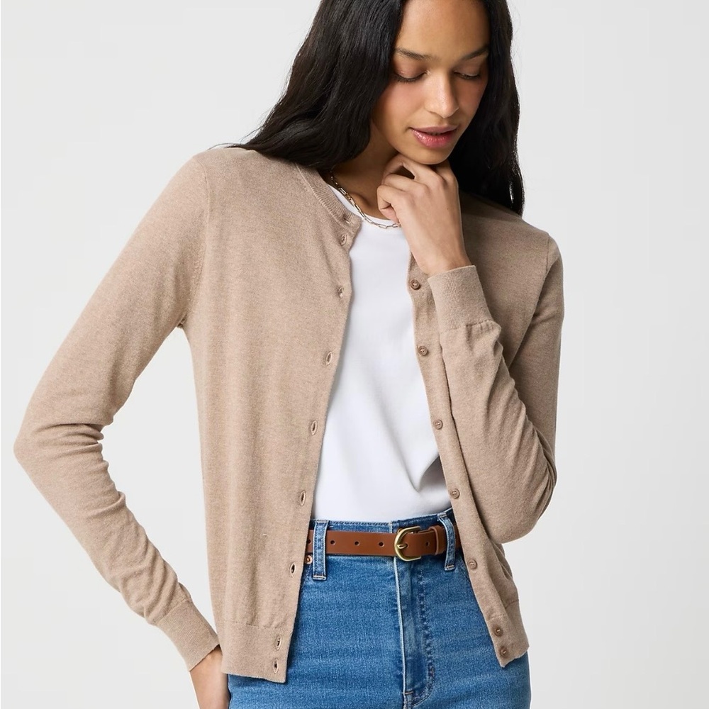 J.Crew Women’s Classic Cardigan – Soft Taupe Neutral, Size M